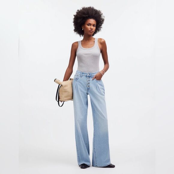 NWT Madewell Superwide-Leg Jeans in Cather Wash: Button-Front Edition - Picture 1 of 5